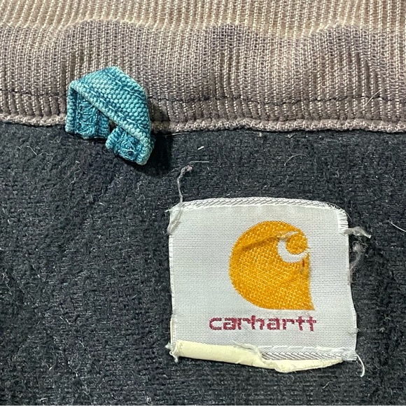 Carhartt J14DTL Dark Teal Quilted Flannel Lined Duck Santa Fe Work Jacket Large - Picture 6 of 15